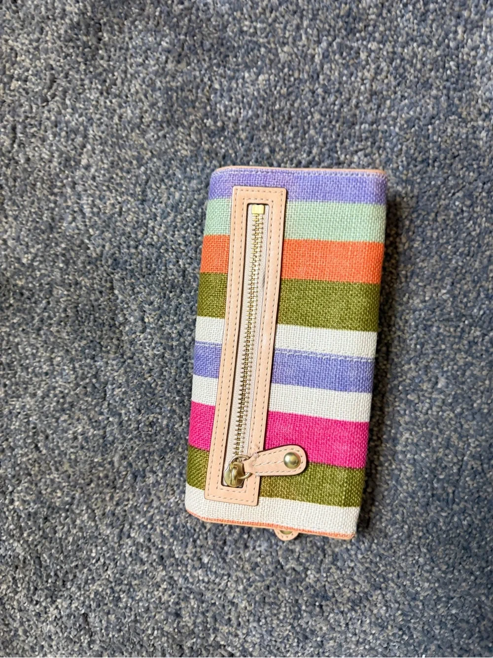 Coach Beige Leather Wallet with Hot Pink Interior